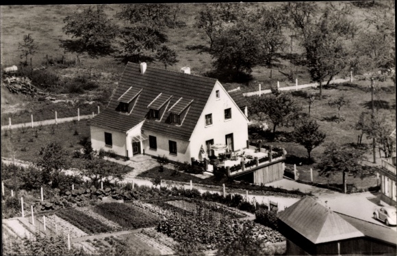 Ak Oberöttenscheid Wipperfürth Noordrijn-Westfalen, luchtfoto van het pension
