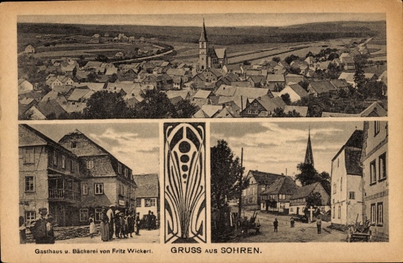 Postcard Sohren in Hunsrück, guesthouse and bakery, total view