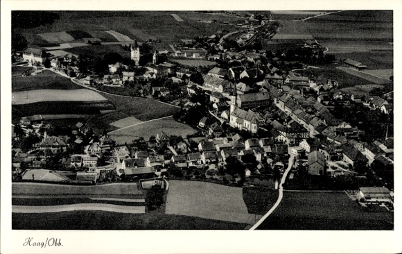 Postcard Haag in Upper Bavaria, aerial photograph