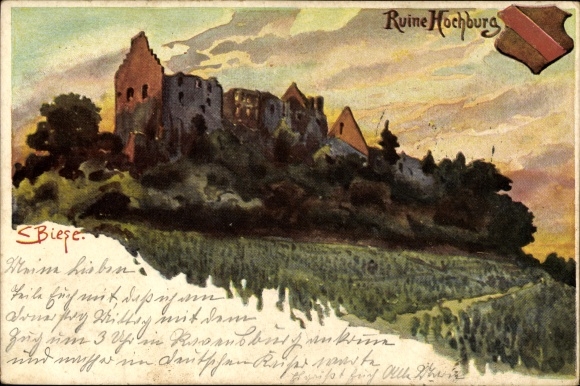 Artysta KP Biese, C., Emmendingen w Baden, ruiny Hochburga