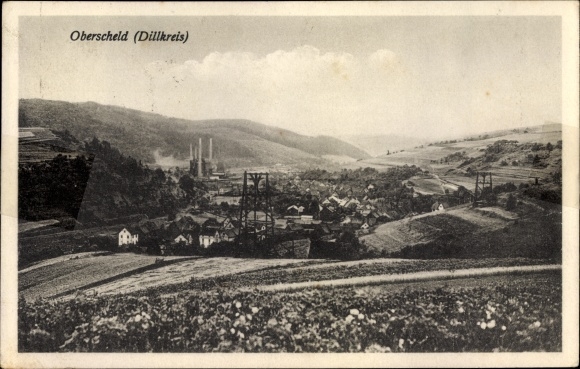 Postcard Oberscheid Buchholz in the Westerwald, panorama of the place