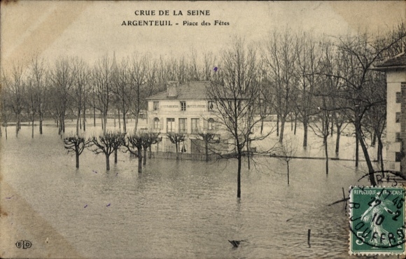 Ak Argenteuil Val d'Oise, Überschwemmung der Seine, Ferienzimmer