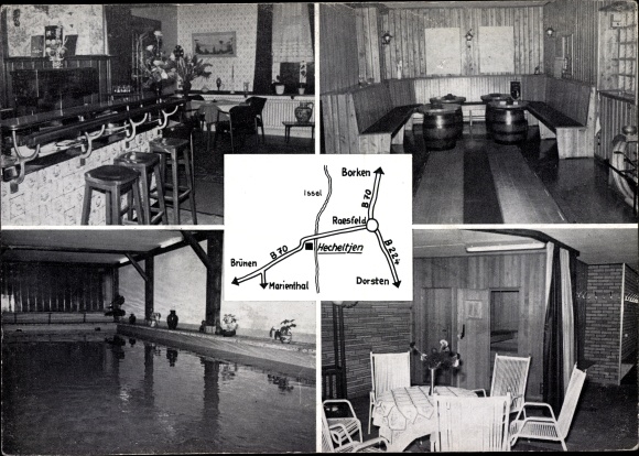 Ak Brünen Hamminkeln Nordrhein Westfalen, Hotel Hecheltjen's Hof, Schwimmbad, Sauna
