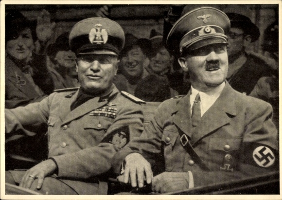 Postcard Führer and Reich Chancellor Adolf Hitler, Benito Mussolini, State Meeting, Men of the Time 126