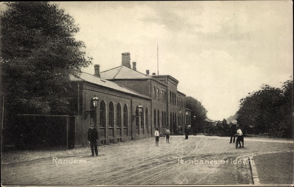 Postcard Randers Dänemark, Railway Station, Bahnhof