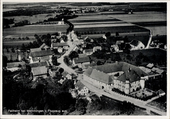 Postcard Fellheim in Unterallgäu, aerial photograph