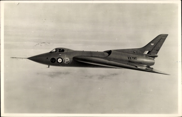 Postcard Dutch military aircraft Roe Avro-707B
