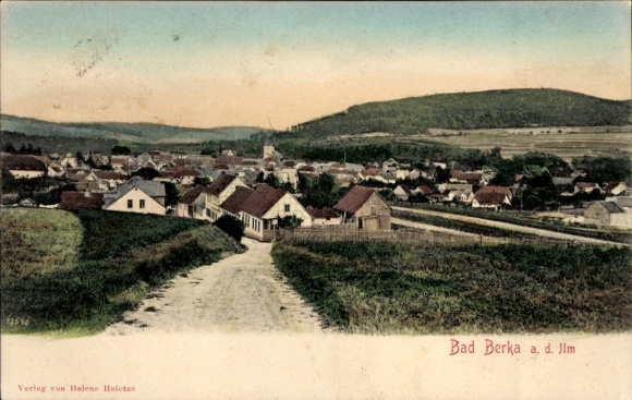 Ak Bad Berka in Thüringen, Landschaft, Häuser, Straße, Hügel,  Verlag von Helene Heintze