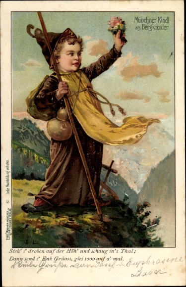 Chromo-Litho Munich Kindl as a mountain climber
