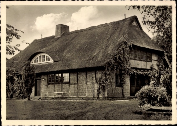 Postcard Ruttelerfeld Zetel in Oldenburg Friesland, youth hostel, thatched roof, nature, idyllic, architecture