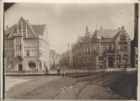 Original photo of Salzuflen in North Rhine-Westphalia, street scene, around 1900
