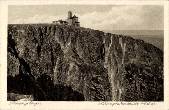 Postcard Szklarska Poręba Schreiberhau Silesia, snow pit building