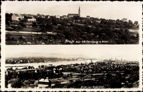 Ak Weitersburg am Rhein, Gesamtansicht, Rheintal