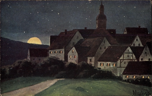 Artist PC Mailick, Stadt bei Nacht, Moonlight
