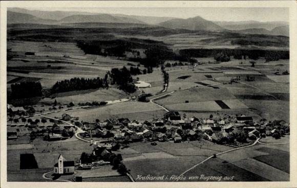 Postcard Kraftisried in Allgäu, aerial photograph