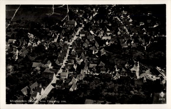 Postcard Ehrenstetten Ehrenkirchen im Breisgau, aerial view of Ehrenstetten, rooftops, wine village, f