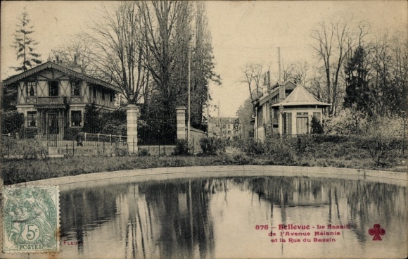 Ak Bellevue Hauts de Seine, Basain de Avenue Mélanie