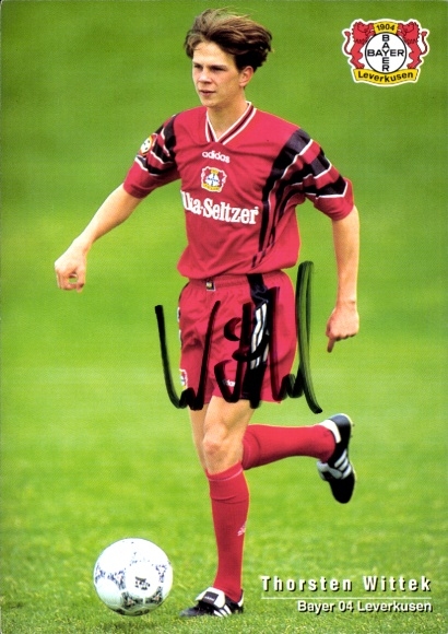 Autograph card footballer Thorsten Wittek, Bayer 04 Leverkusen, autograph