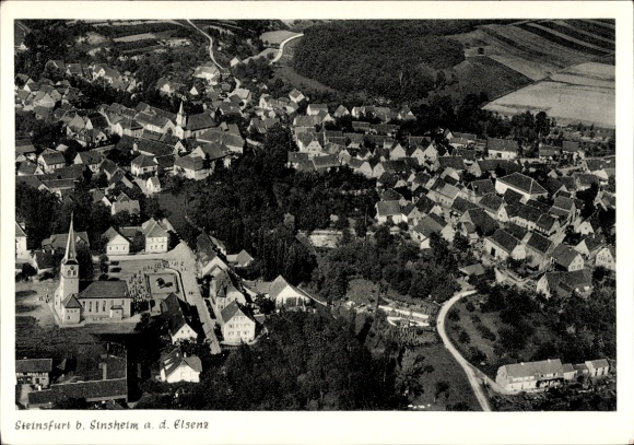 Postcard Steinsfurt Sinsheim in Baden, aerial photograph