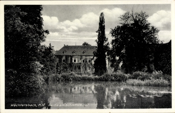 Postcard Wächtersbach in Hessen, castle pond, partial view