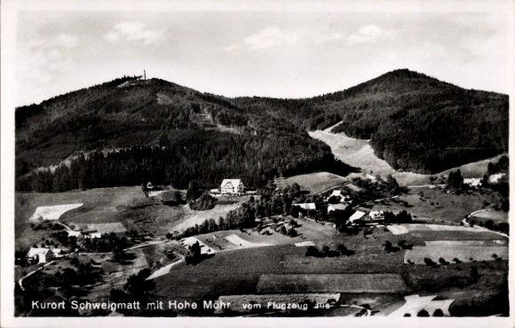 Postcard Schweigmatt Raitbach Schopfheim in Baden, aerial photograph, Hohe Möhr