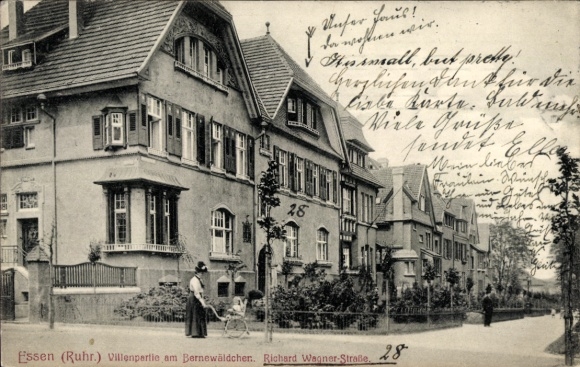 Postcard Essen in the Ruhr area, villas at Bernewäldchen, Richard Wagner-Straße