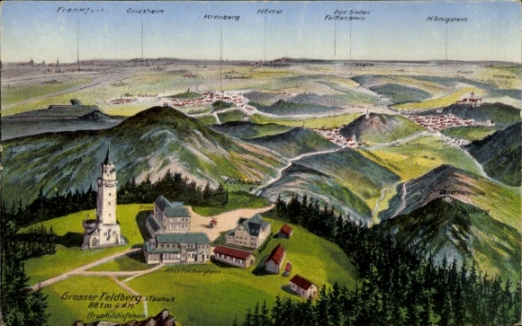 Postcard Niederreifenberg Schmitten im Taunus, Großer Feldberg, map