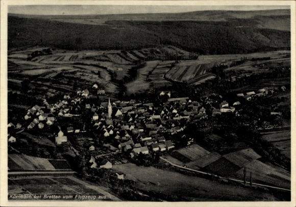 Postcard Kürnbach in Baden Württemberg, aerial photograph