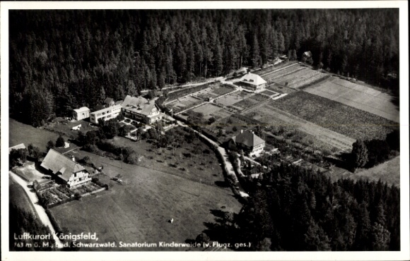 Ak Königsfeld im Schwarzwald Baden, Fliegeraufnahme Sanatorium Kinderweide