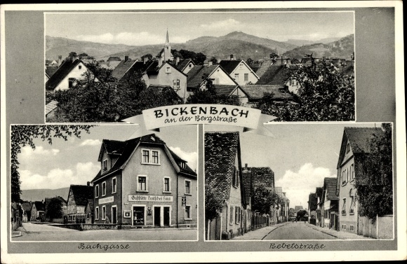 PC Bickenbach on the Bergstraße Hessen, Bachgasse, Bebelstraße, partial view
