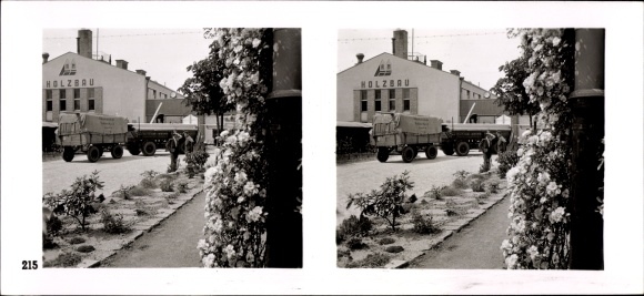 Stereo spatial image photo &quot;The NS model companies 1937-38&quot;, No. 215, Richard Mekelnburg Holzbau, Leipzig