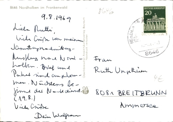 Postcard Nordhalben in Upper Franconia, Franconian Forest, general view