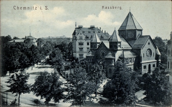 Judaika Postcard Kaßberg Chemnitz in Saxony, synagogue
