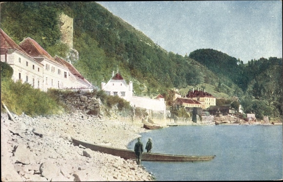 Postcard Sarmingstein St. Nikola Upper Austria, banks of the Danube