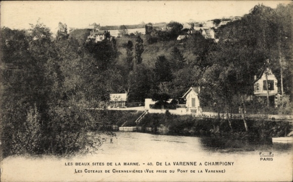 Ak Champigny sur Marne Val de Marne, Schöne Landschaft an der Marne, Pont de la Varenne, Coteaux 