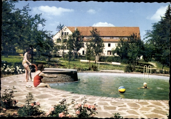 Postcard Rieneck in Spessart Lower Franconia, Guesthouse Gut Dürnhof, Swimming pool