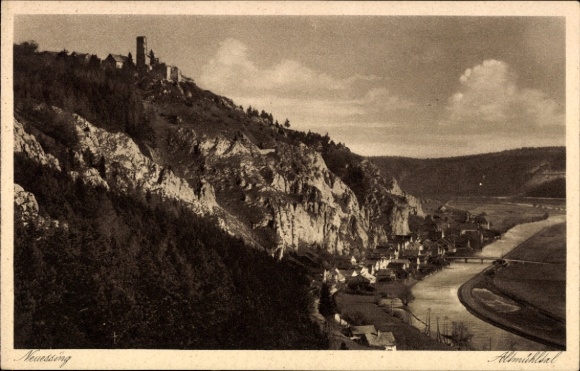 Postcard Neuessing Essing in the Altmühltal, mountain landscape, castle