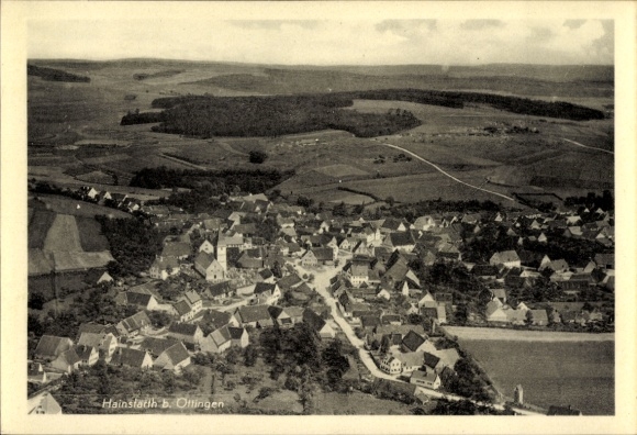 Postcard Hainsfarth near Oettingen Swabia, aerial photograph