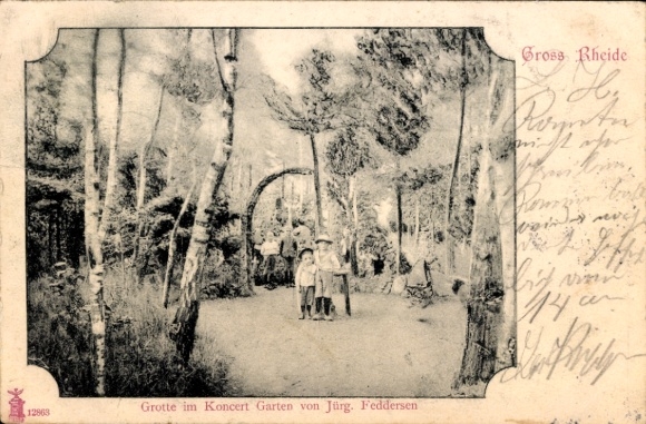 Postcard Groß Rheide in Schleswig, Grotto in the concert garden by Jürgen Feddersen