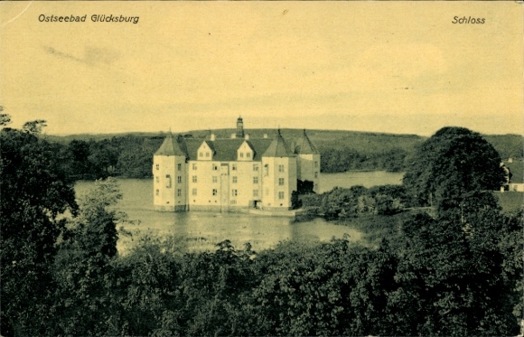 Postcard Glücksburg on the Baltic Sea, Castle, Baltic Sea resort Glücksburg
