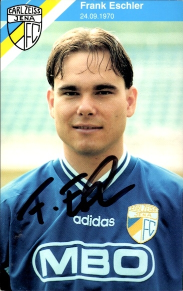 Handtekeningkaart voetballer Frank Eschler, FC Carl Zeiss Jena, handtekening