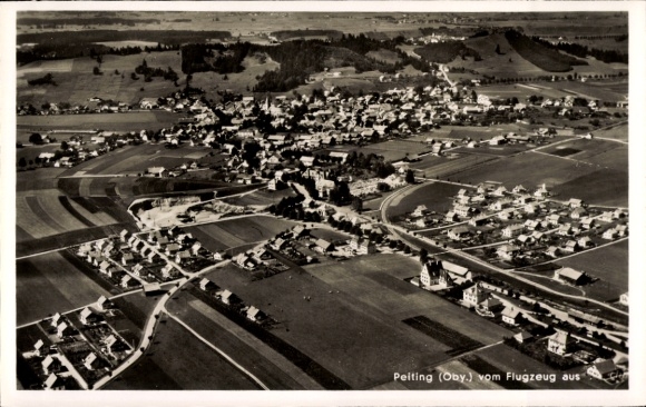 Postcard Peiting in Upper Bavaria, from the plane