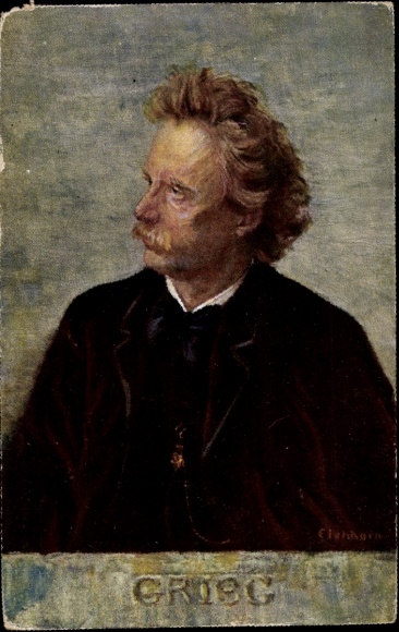 Kunstenaar Ak Eichhorn, componist en pianist Edvard Grieg, portret