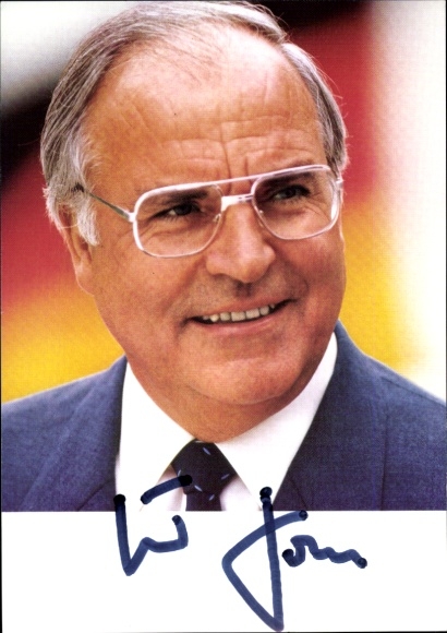 Postcard politician Helmut Kohl, former German Chancellor, portrait, autograph