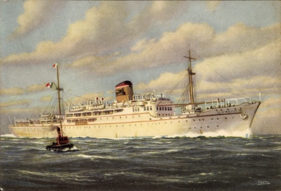 Kunstenaar Ak stoomschip Enotria, Messapia, Adriatica Navigatiemaatschappij Venetië