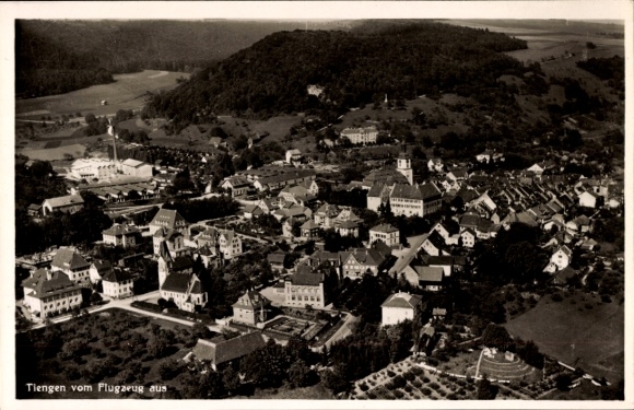 Postcard Waldshut Tiengen am Hochrhein, aerial photograph
