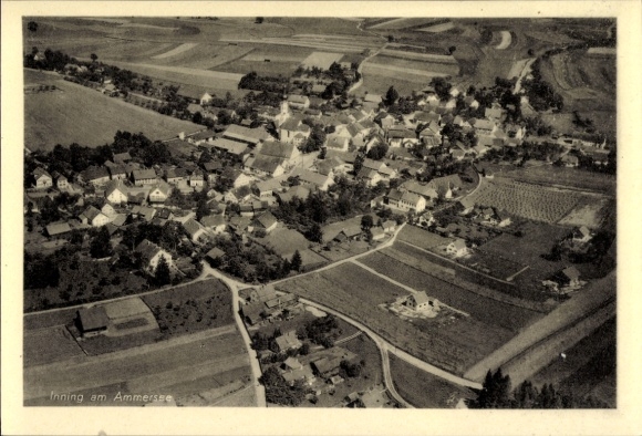 Postcard Inning am Ammersee Upper Bavaria, aerial photograph