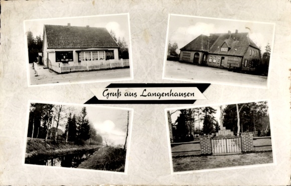 Ak Langenhausen Gnarrenburg in Nedersaksen, gedeeltelijk uitzicht, water, poort, huizen