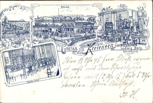 Litho Kreiensen Einbeck, Bahnhof, Bahnhofswirtschaft, Innenansicht