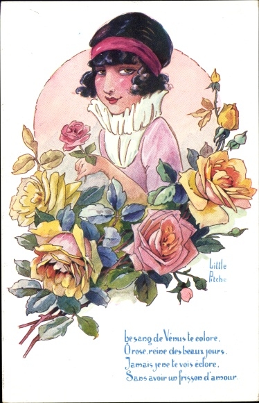 Artist PC Little Pitche, portrait of a woman, roses